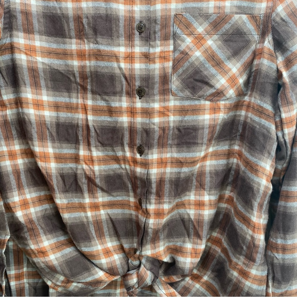 Hippie Rose Festival Flannel Relax Western Warm Plaid Rust Tan Top Women S‎ New - Picture 10 of 11